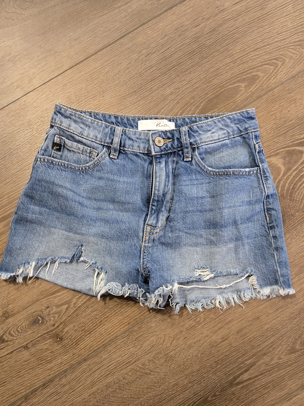 KanCan Light Blue Distressed Frayed Hem Denim Cutoff Shorts